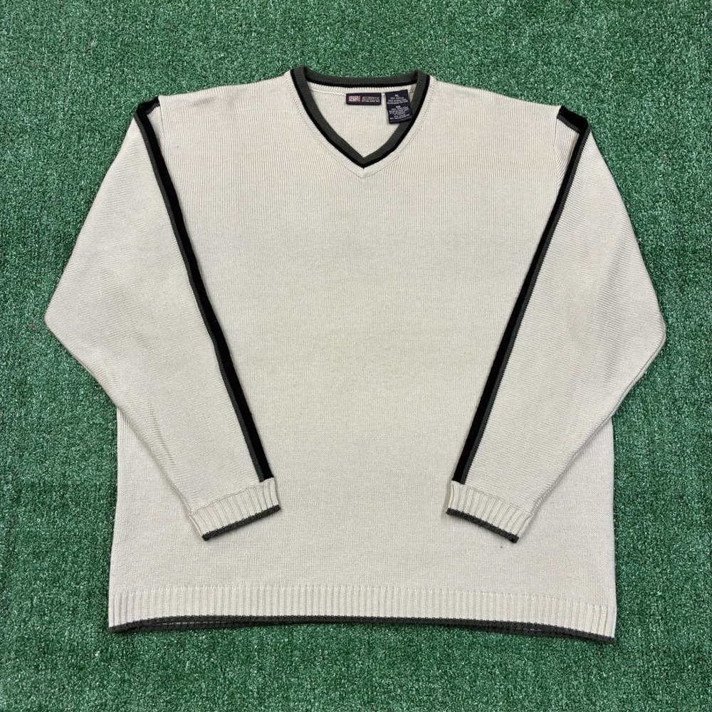 Vintage Striped V-Neck Knit Faded Glory Sweater
